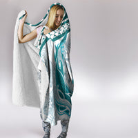 Cyan Polynesia Hooded Blanket Polynesian Turtle Shark Tattoo Tropical Vintage LT14 - Polynesian Pride