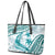 Cyan Polynesia Leather Tote Bag Polynesian Turtle Shark Tattoo Tropical Vintage