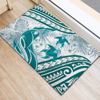 Cyan Polynesia Rubber Doormat Polynesian Turtle Shark Tattoo Tropical Vintage LT14 - Polynesian Pride