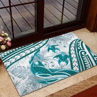 Cyan Polynesia Rubber Doormat Polynesian Turtle Shark Tattoo Tropical Vintage LT14 - Polynesian Pride