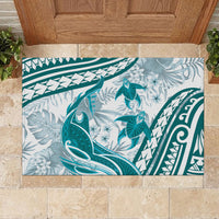 Cyan Polynesia Rubber Doormat Polynesian Turtle Shark Tattoo Tropical Vintage LT14 - Polynesian Pride