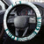 Cyan Polynesia Steering Wheel Cover Polynesian Turtle Shark Tattoo Tropical Vintage