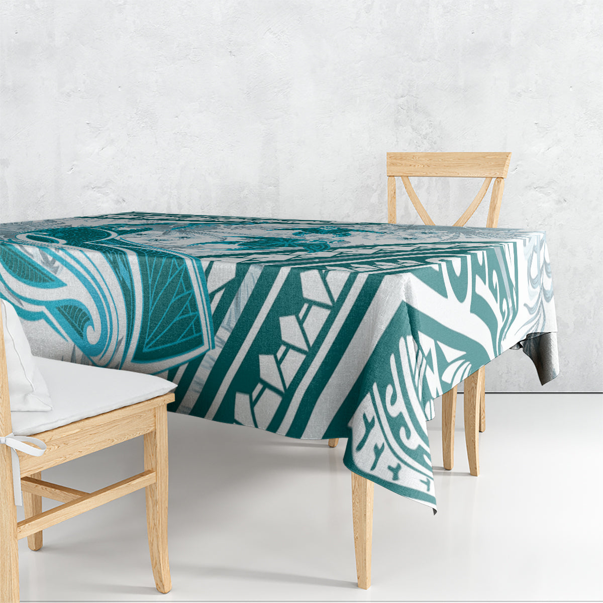 Cyan Polynesia Tablecloth Polynesian Turtle Shark Tattoo Tropical Vintage LT14 - Polynesian Pride