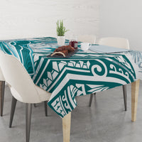Cyan Polynesia Tablecloth Polynesian Turtle Shark Tattoo Tropical Vintage LT14 - Polynesian Pride