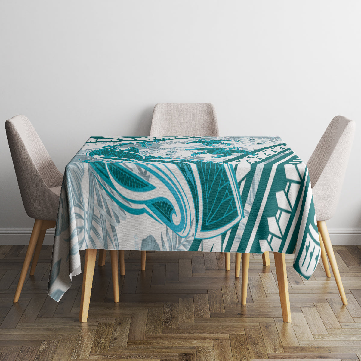 Cyan Polynesia Tablecloth Polynesian Turtle Shark Tattoo Tropical Vintage LT14 - Polynesian Pride