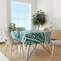 Cyan Polynesia Tablecloth Polynesian Turtle Shark Tattoo Tropical Vintage LT14 - Polynesian Pride