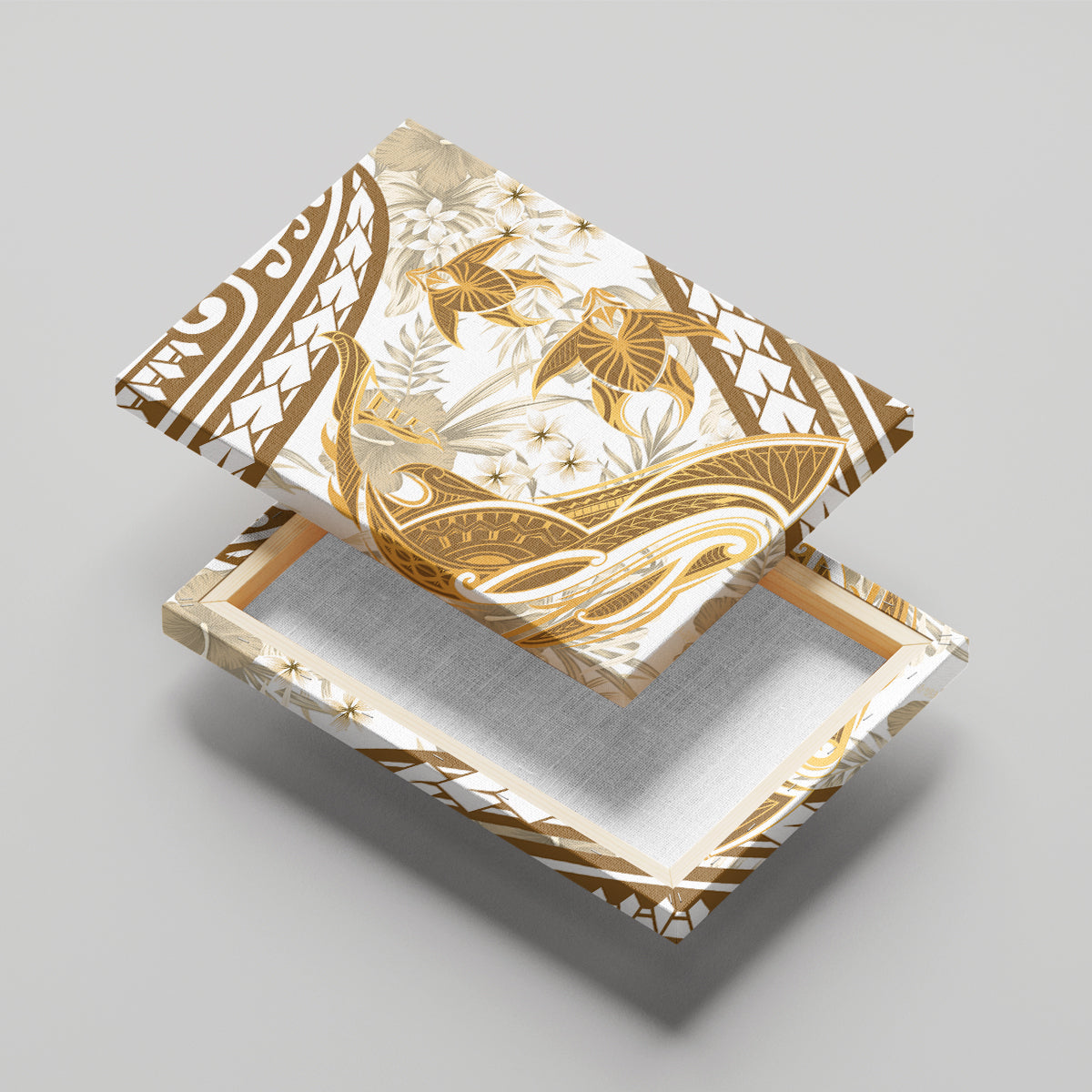 Gold Polynesia Canvas Wall Art Polynesian Turtle Shark Tattoo Tropical Vintage LT14 - Polynesian Pride