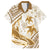 Gold Polynesia Family Matching Summer Maxi Dress and Hawaiian Shirt Polynesian Turtle Shark Tattoo Tropical Vintage LT14 Dad's Shirt - Short Sleeve Gold - Polynesian Pride