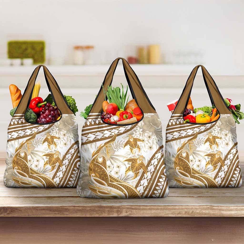 Gold Polynesia Grocery Bag Polynesian Turtle Shark Tattoo Tropical Vintage LT14 3-pack One Size Gold - Polynesian Pride