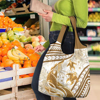 Gold Polynesia Grocery Bag Polynesian Turtle Shark Tattoo Tropical Vintage LT14 - Polynesian Pride