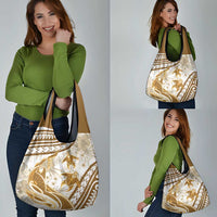Gold Polynesia Grocery Bag Polynesian Turtle Shark Tattoo Tropical Vintage LT14 - Polynesian Pride