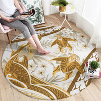 Gold Polynesia Round Carpet Polynesian Turtle Shark Tattoo Tropical Vintage LT14 - Polynesian Pride