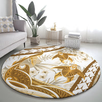 Gold Polynesia Round Carpet Polynesian Turtle Shark Tattoo Tropical Vintage LT14 - Polynesian Pride