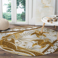 Gold Polynesia Round Carpet Polynesian Turtle Shark Tattoo Tropical Vintage LT14 - Polynesian Pride