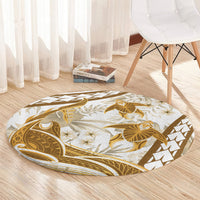 Gold Polynesia Round Carpet Polynesian Turtle Shark Tattoo Tropical Vintage LT14 - Polynesian Pride