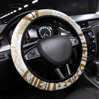 Gold Polynesia Steering Wheel Cover Polynesian Turtle Shark Tattoo Tropical Vintage LT14 Universal Fit Gold - Polynesian Pride