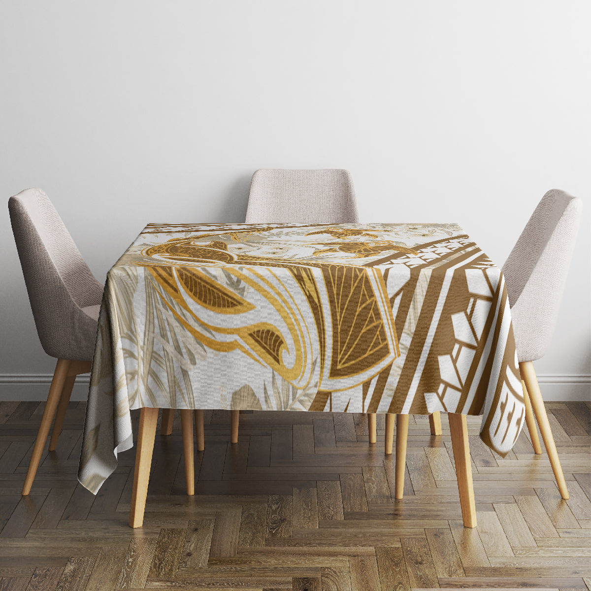 Gold Polynesia Tablecloth Polynesian Turtle Shark Tattoo Tropical Vintage LT14 - Polynesian Pride