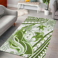 Lime Green Polynesia Area Rug Polynesian Turtle Shark Tattoo Tropical Vintage LT14 - Polynesian Pride