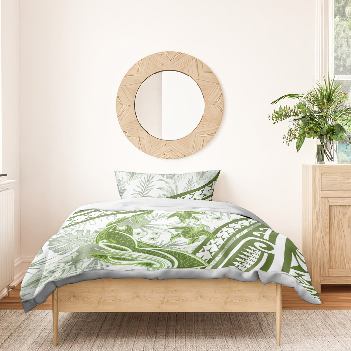Lime Green Polynesia Bedding Set Polynesian Turtle Shark Tattoo Tropical Vintage LT14 - Polynesian Pride
