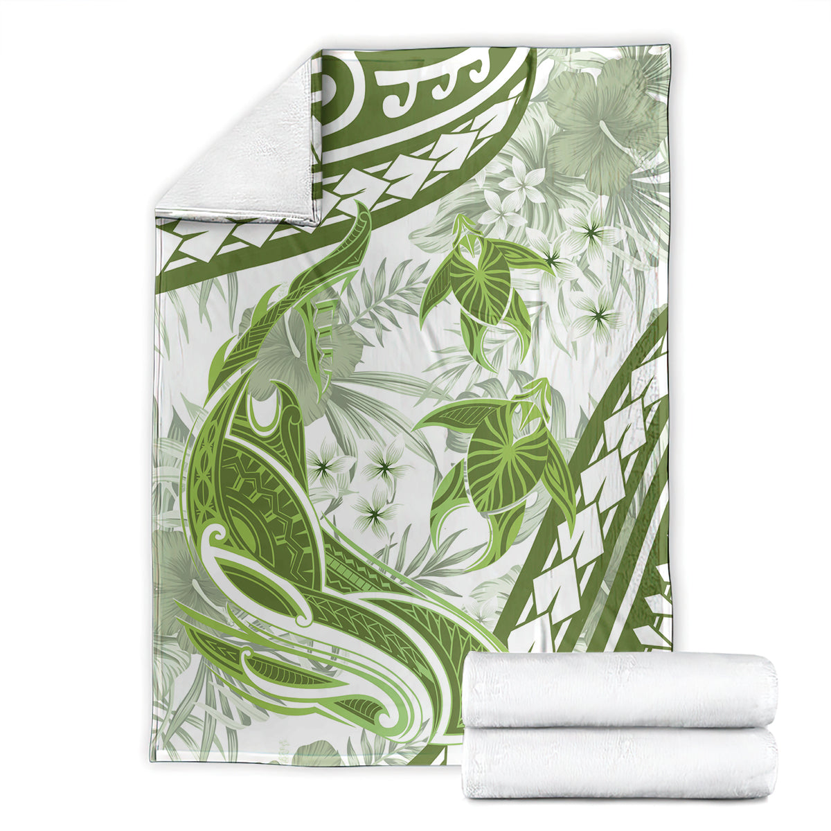 Lime Green Polynesia Blanket Polynesian Turtle Shark Tattoo Tropical Vintage LT14 - Polynesian Pride