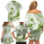 Lime Green Polynesia Family Matching Off Shoulder Short Dress and Hawaiian Shirt Polynesian Turtle Shark Tattoo Tropical Vintage LT14 - Polynesian Pride