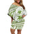 Lime Green Polynesia Family Matching Off Shoulder Short Dress and Hawaiian Shirt Polynesian Turtle Shark Tattoo Tropical Vintage LT14 Mom's Dress Lime Green - Polynesian Pride