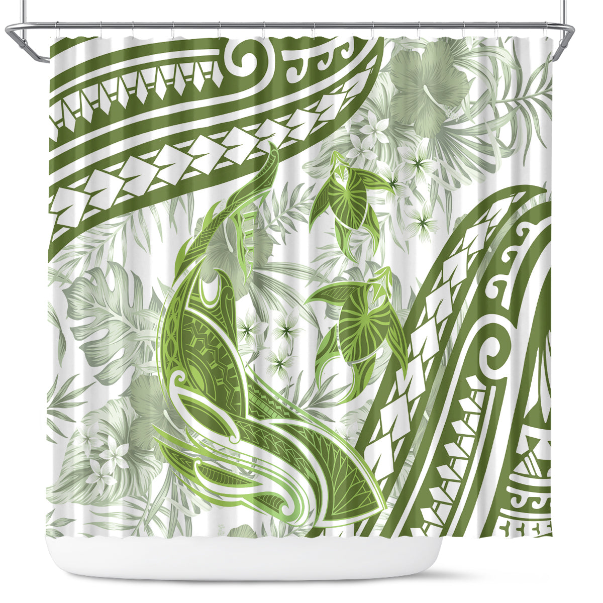 Lime Green Polynesia Shower Curtain Polynesian Turtle Shark Tattoo Tropical Vintage LT14 Lime Green - Polynesian Pride