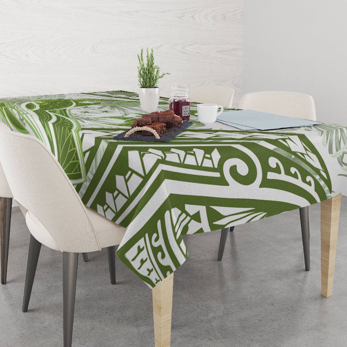 Lime Green Polynesia Tablecloth Polynesian Turtle Shark Tattoo Tropical Vintage LT14 - Polynesian Pride