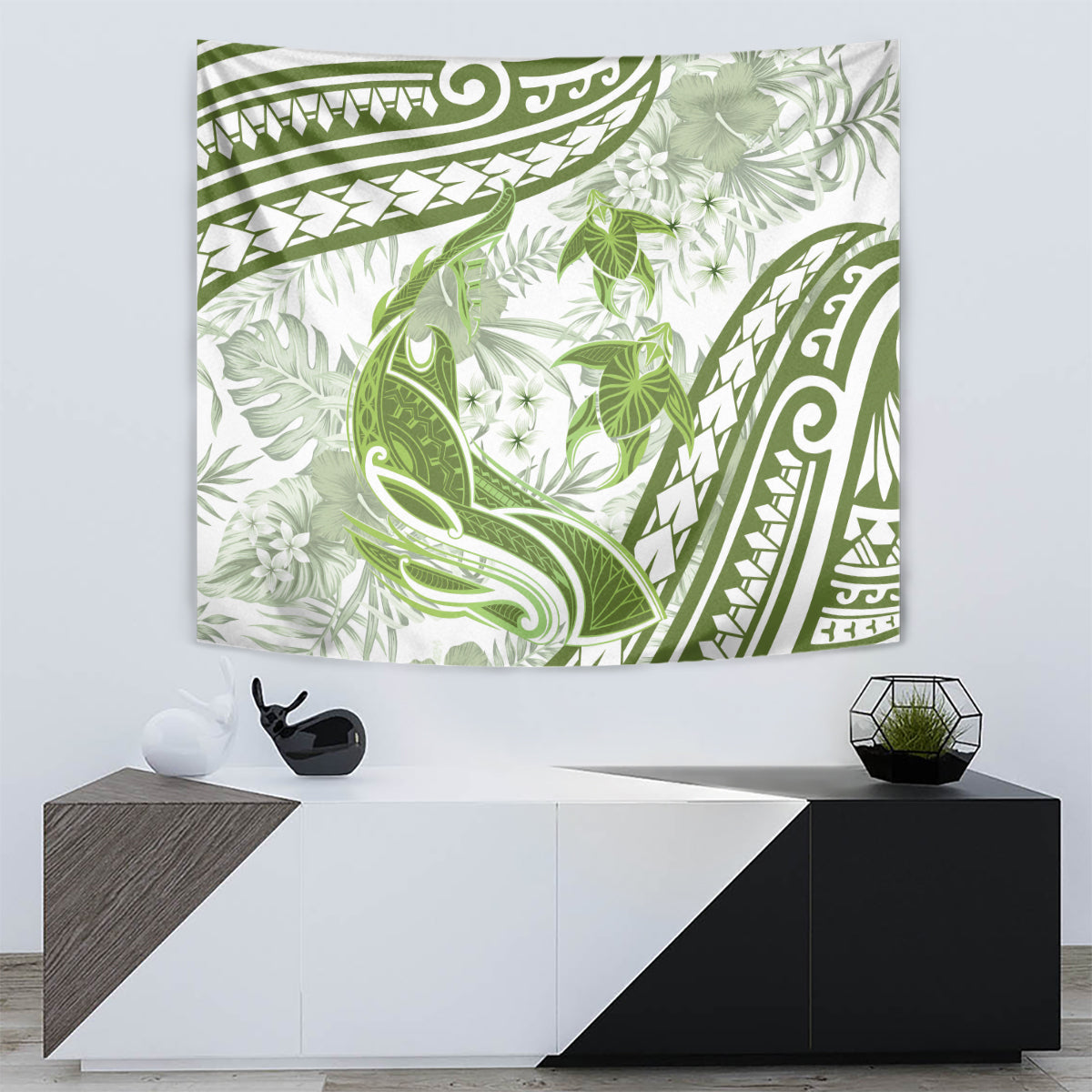 Lime Green Polynesia Tapestry Polynesian Turtle Shark Tattoo Tropical Vintage LT14 - Polynesian Pride
