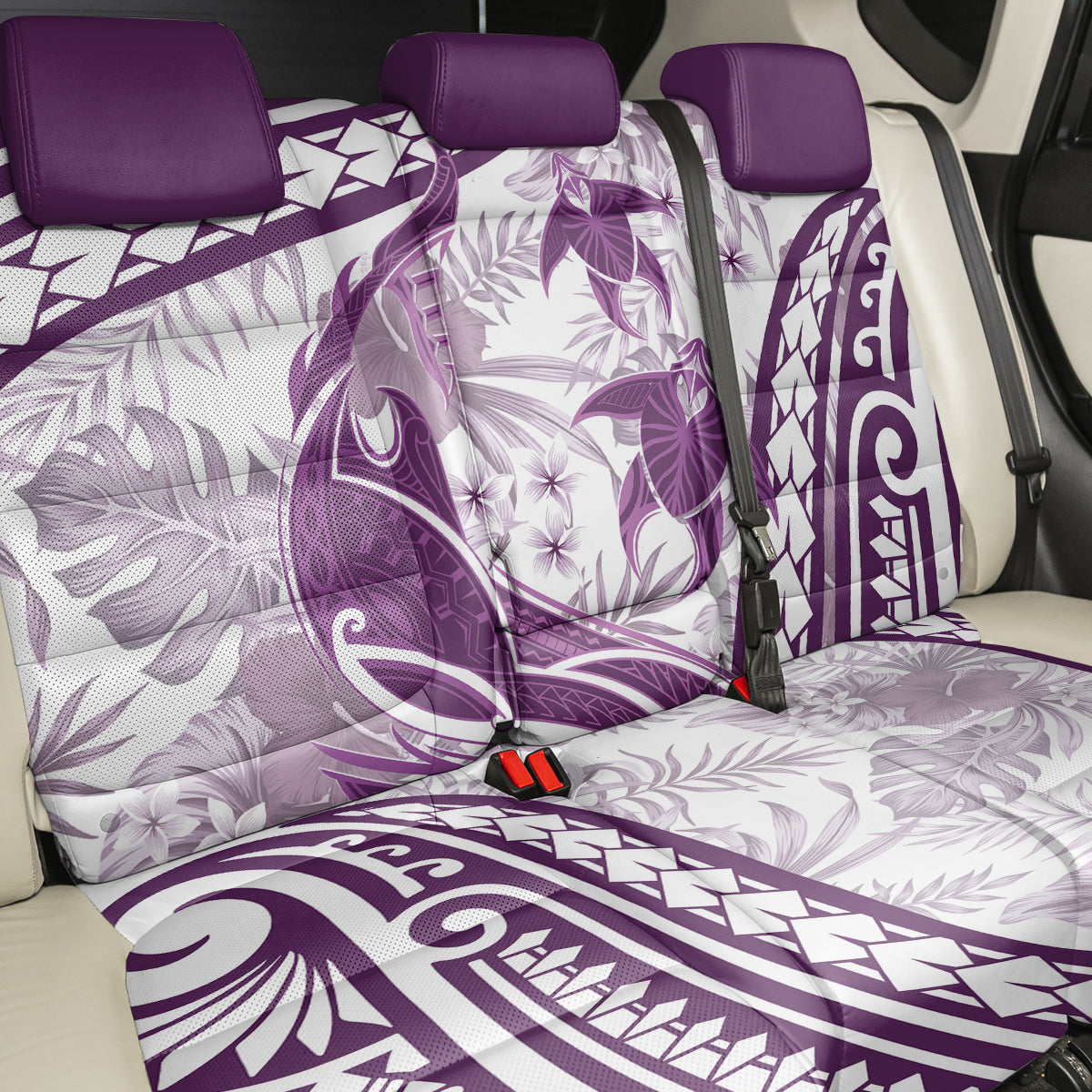 Purple Polynesia Back Car Seat Cover Polynesian Turtle Shark Tattoo Tropical Vintage LT14 - Polynesian Pride