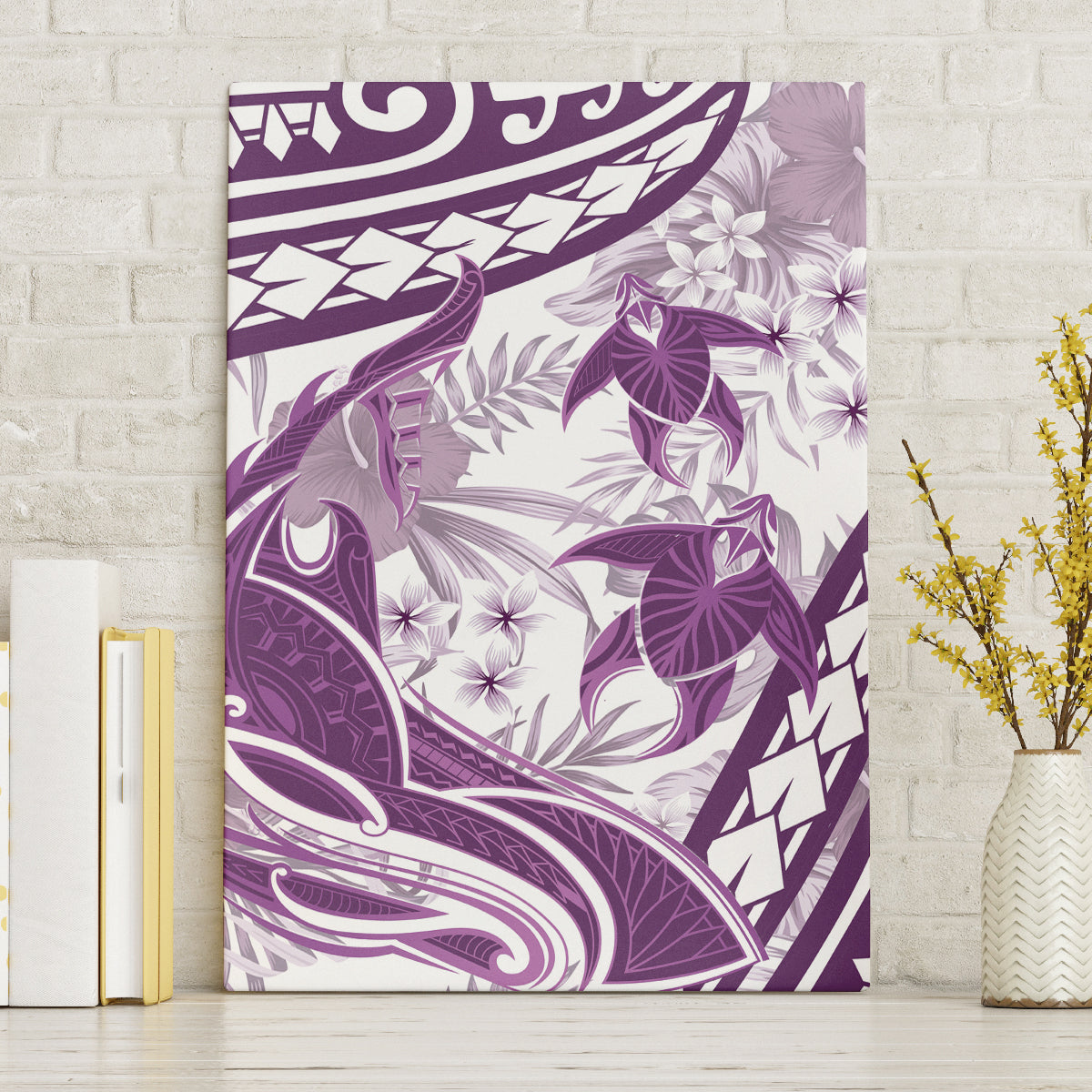 Purple Polynesia Canvas Wall Art Polynesian Turtle Shark Tattoo Tropical Vintage LT14 Without Frame Purple - Polynesian Pride