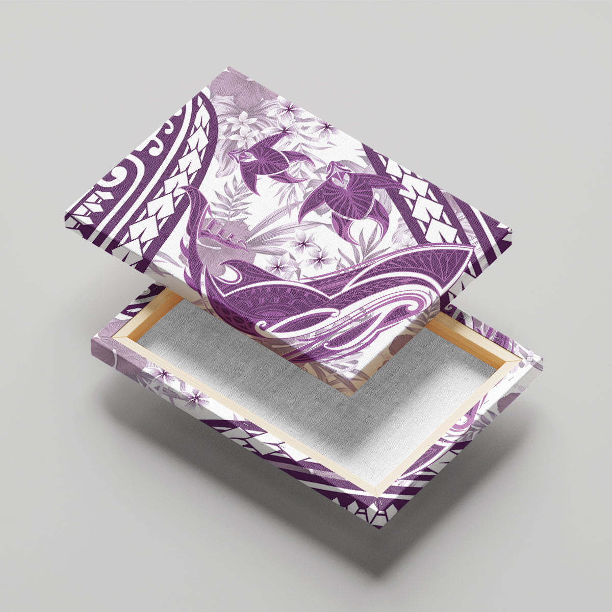 Purple Polynesia Canvas Wall Art Polynesian Turtle Shark Tattoo Tropical Vintage LT14 - Polynesian Pride