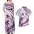 Purple Polynesia Couples Matching Off Shoulder Maxi Dress and Hawaiian Shirt Polynesian Turtle Shark Tattoo Tropical Vintage LT14 - Polynesian Pride