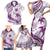 Purple Polynesia Family Matching Short Sleeve Bodycon Dress and Hawaiian Shirt Polynesian Turtle Shark Tattoo Tropical Vintage LT14 - Polynesian Pride