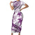 Purple Polynesia Family Matching Short Sleeve Bodycon Dress and Hawaiian Shirt Polynesian Turtle Shark Tattoo Tropical Vintage LT14 Mom's Dress Purple - Polynesian Pride