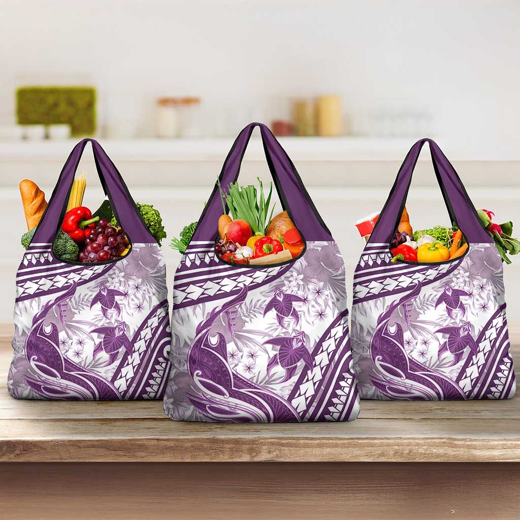 Purple Polynesia Grocery Bag Polynesian Turtle Shark Tattoo Tropical Vintage LT14 3-pack One Size Purple - Polynesian Pride