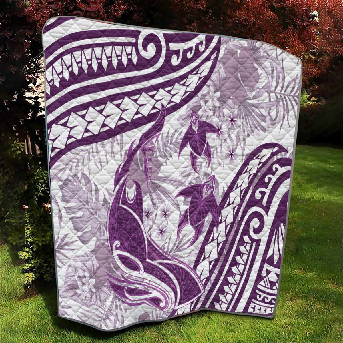 Purple Polynesia Quilt Polynesian Turtle Shark Tattoo Tropical Vintage LT14 - Polynesian Pride