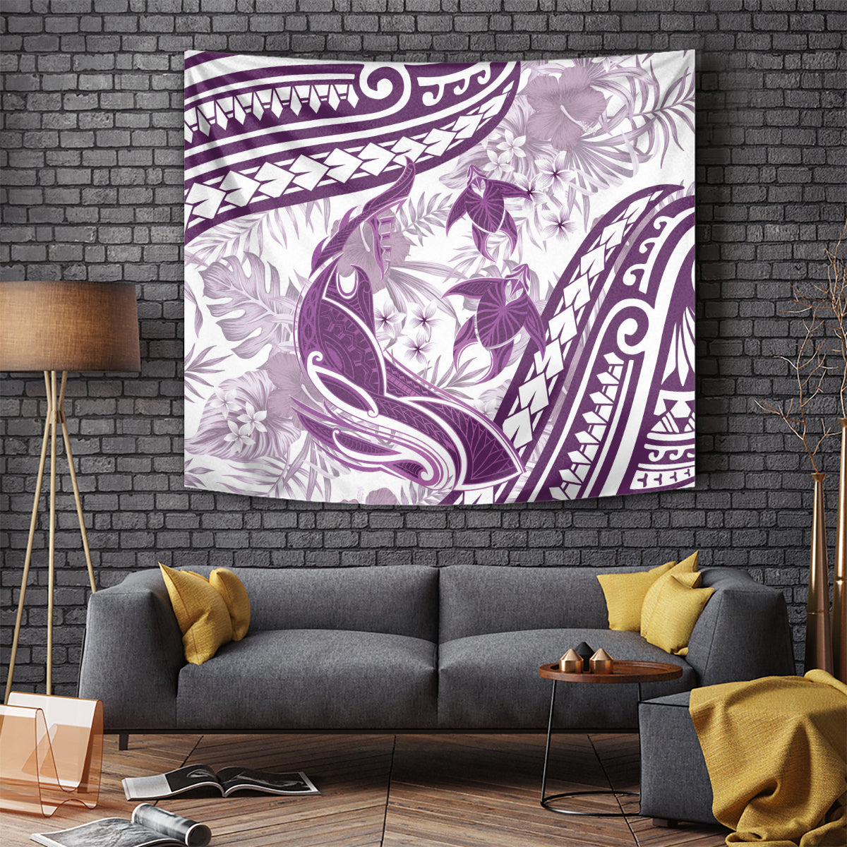 Purple Polynesia Tapestry Polynesian Turtle Shark Tattoo Tropical Vintage LT14 - Polynesian Pride