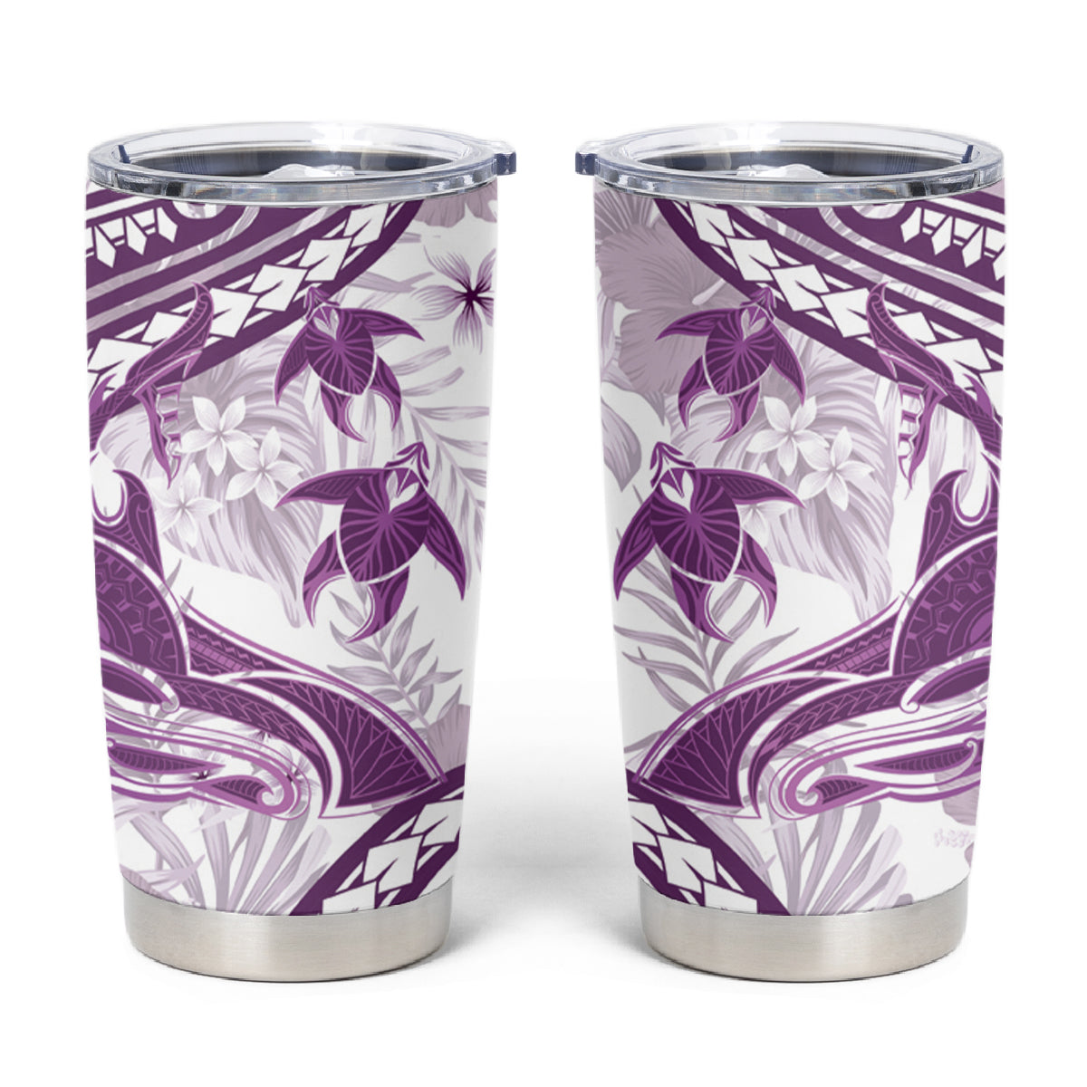 Purple Polynesia Tumbler Cup Polynesian Turtle Shark Tattoo Tropical Vintage LT14 Purple - Polynesian Pride