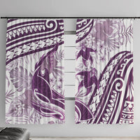 Purple Polynesia Window Curtain Polynesian Turtle Shark Tattoo Tropical Vintage LT14 With Hooks Purple - Polynesian Pride