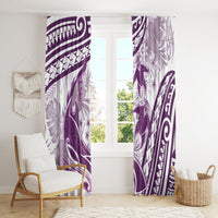 Purple Polynesia Window Curtain Polynesian Turtle Shark Tattoo Tropical Vintage LT14 - Polynesian Pride