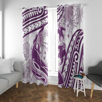 Purple Polynesia Window Curtain Polynesian Turtle Shark Tattoo Tropical Vintage LT14 With Grommets Purple - Polynesian Pride