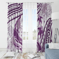 Purple Polynesia Window Curtain Polynesian Turtle Shark Tattoo Tropical Vintage LT14 - Polynesian Pride