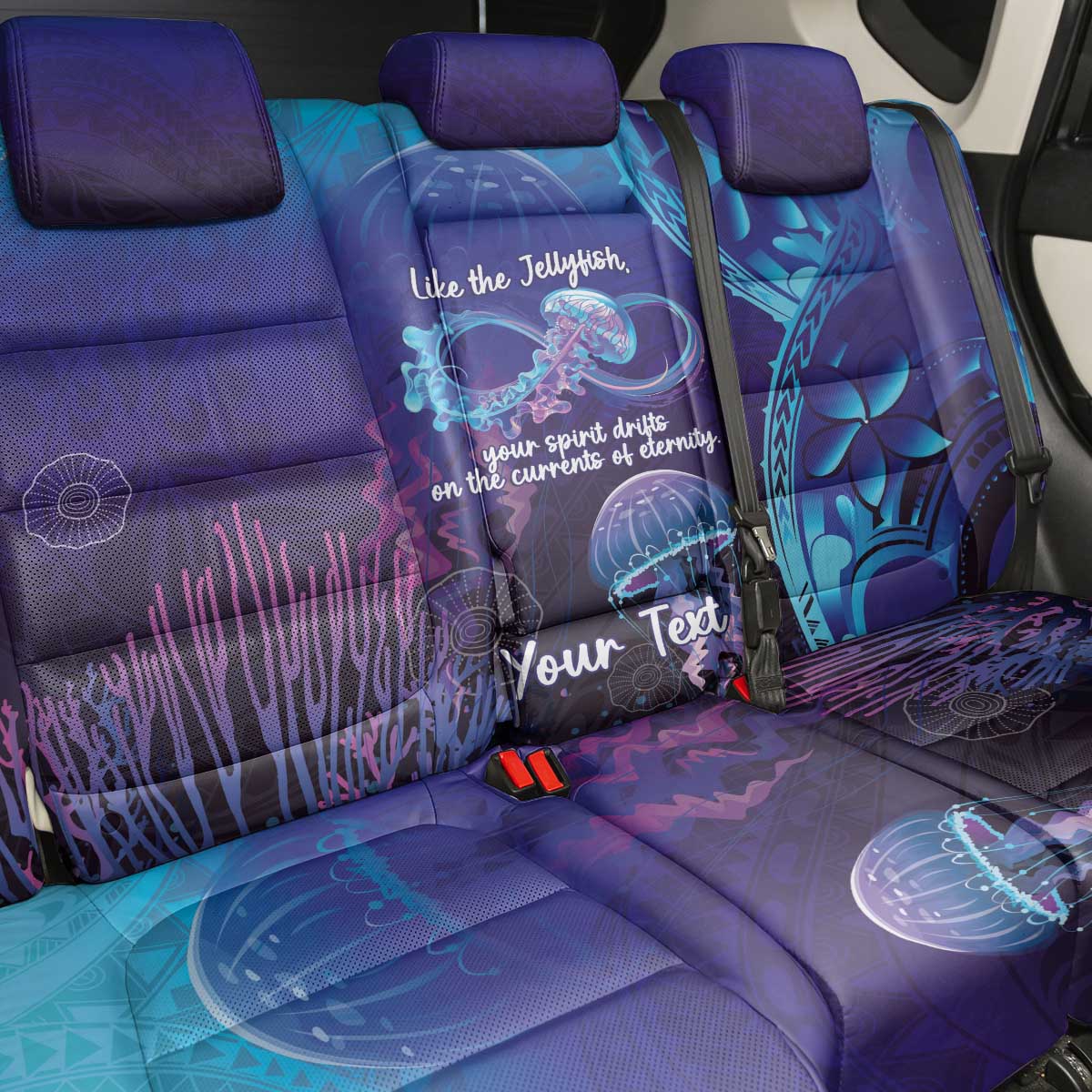 Polynesia Jellyfish Memorial Personalised Back Car Seat Cover Infinity Jellies Polynesian Pattern LT14 - Polynesian Pride