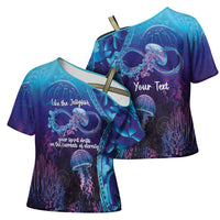 Polynesia Jellyfish Memorial Personalised Cross Shoulder Shirt Infinity Jellies Polynesian Pattern LT14 - Polynesian Pride