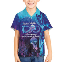 Polynesia Jellyfish Memorial Personalised Kid Hawaiian Shirt Infinity Jellies Polynesian Pattern LT14 Kid Purple - Polynesian Pride