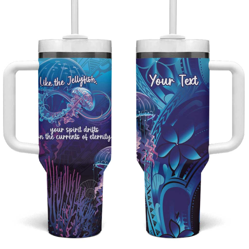 Polynesia Jellyfish Memorial Personalised Tumbler With Handle Infinity Jellies Polynesian Pattern LT14 One Size: 40 oz Purple - Polynesian Pride
