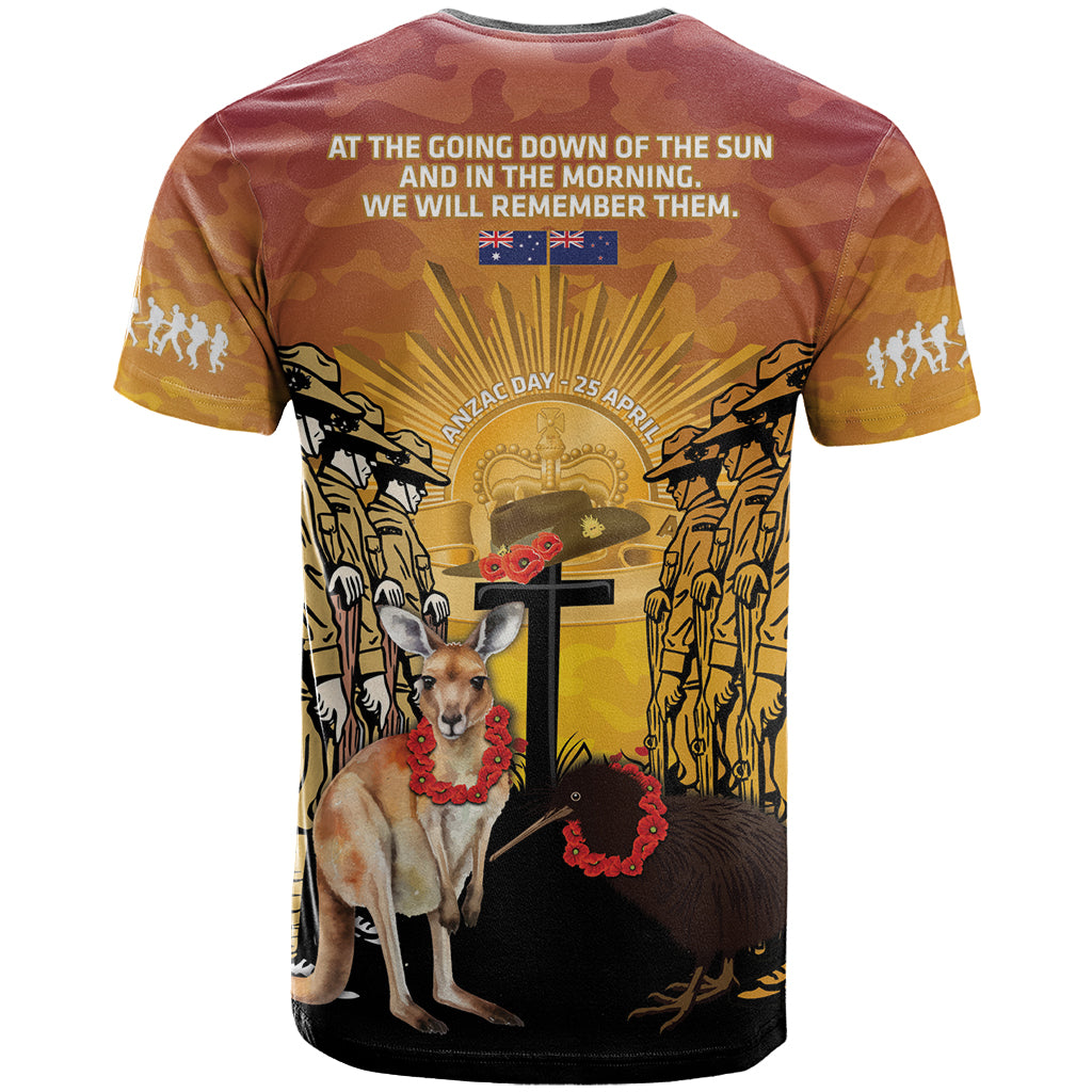 Australia And New Zealand ANZAC T Shirt Aussie Kangaroo With Aotearoa Kiwi Lest We Forget LT14 - Polynesian Pride