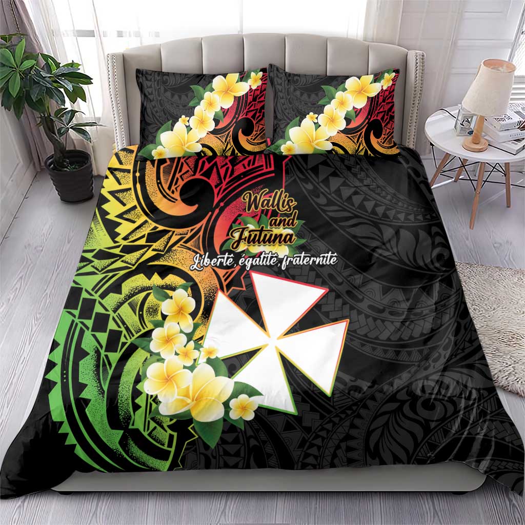 Wallis and Futuna Victory Day Bedding Set Liberty Equality Fraternity Polynesian Plumeria LT14 - Polynesian Pride