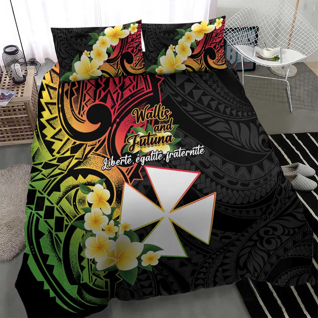 Wallis and Futuna Victory Day Bedding Set Liberty Equality Fraternity Polynesian Plumeria LT14 - Polynesian Pride